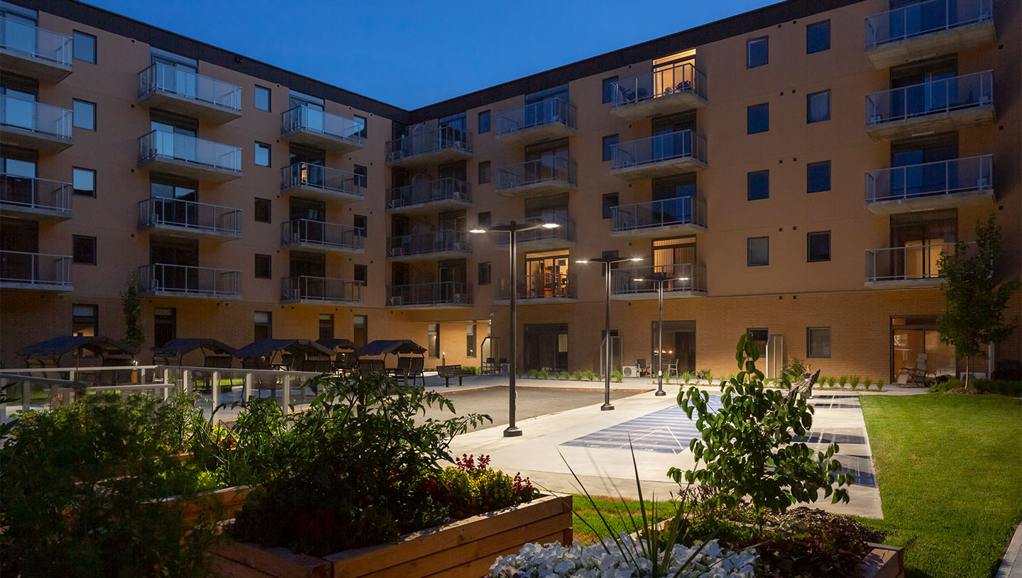 Maya lights Chartwell Retirement Residence courtyard